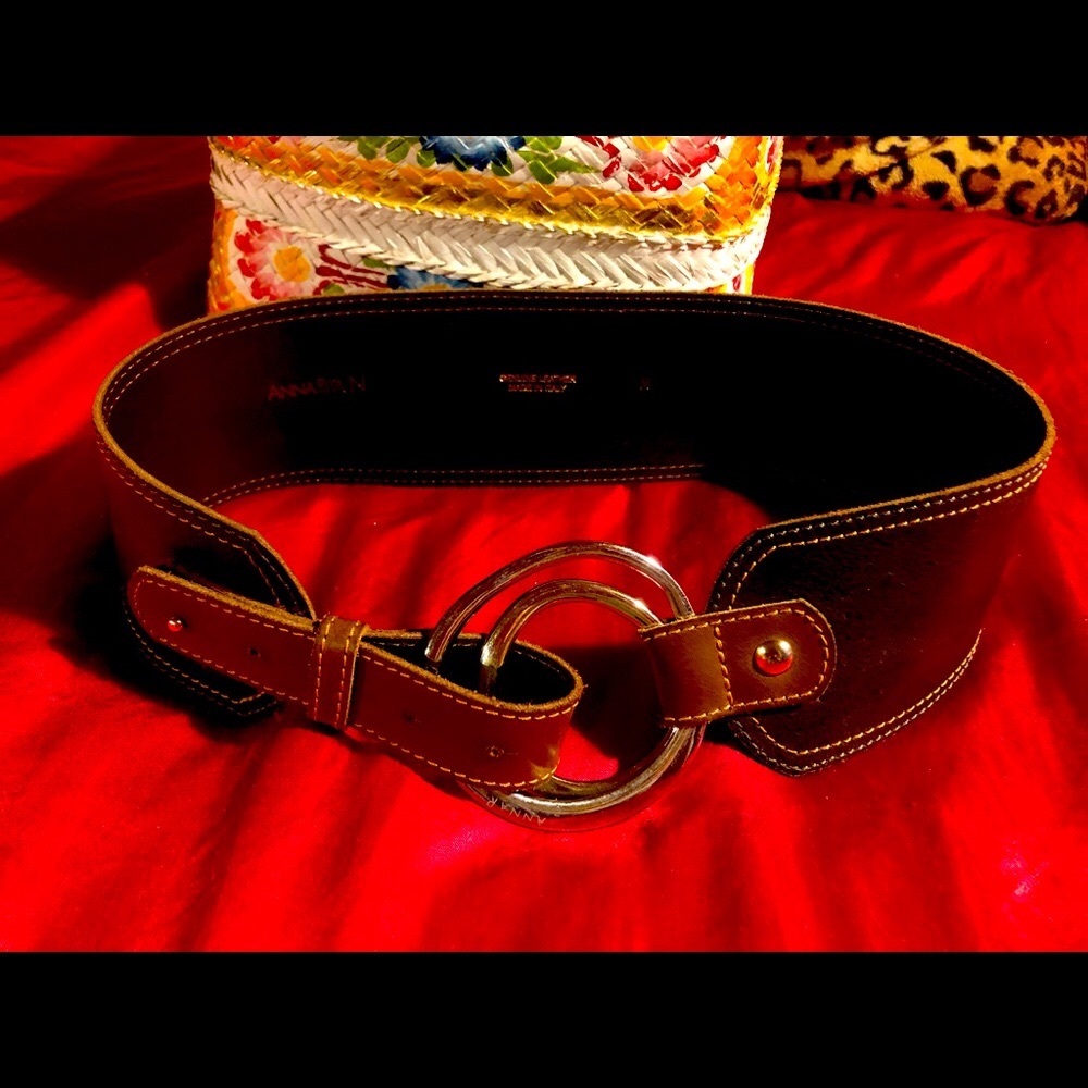 Wide Leather Double-Ring Cinch Belt
